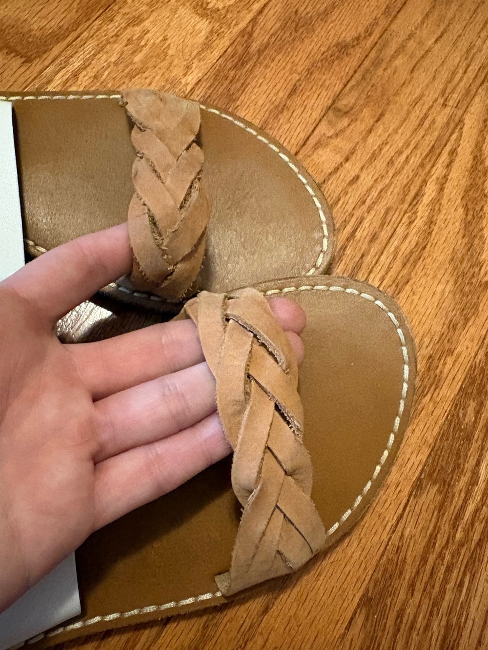 Soludos Double Strap White and Tan Braided Sandals - Picture 6 of 8